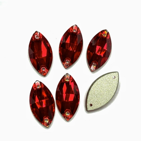 Picture of Embroidery Crystals 3223 Navette Sew-on flat 2-hole 18x9mm Light Siam x1