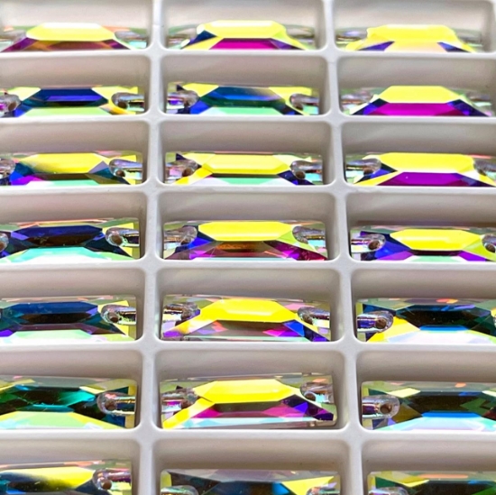 Picture of Embroidery Crystals 3225 Baguette Sew-on flat 2-hole 18x6mm Crystal AB x1