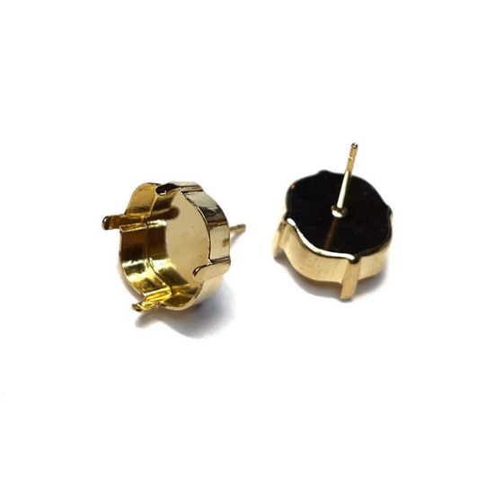Picture of Premium Ear Stud 4470 12mm square 24kt Gold Plate x2