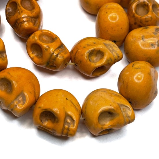 Picture of Synthetic Turquoise Skull 18x17mm Orange x10