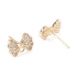 Picture of Ear stud Bowknot 7x10mm w/ cubic zirconia and 925 Silver pin 14kt Gold Plated x2 