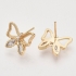 Picture of Ear stud Butterfly 11x13mm w/ cubic zirconia and loop 18kt Gold Plated x2 