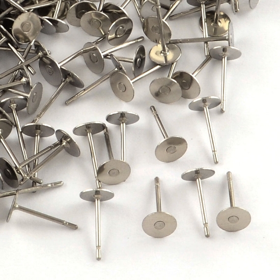 Picture of Stainless Steel Ear stud flat pad 8mm round x100 