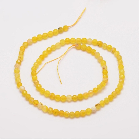 Picture of Agate (dyed) 4mm faceted round Yellow x35cm 