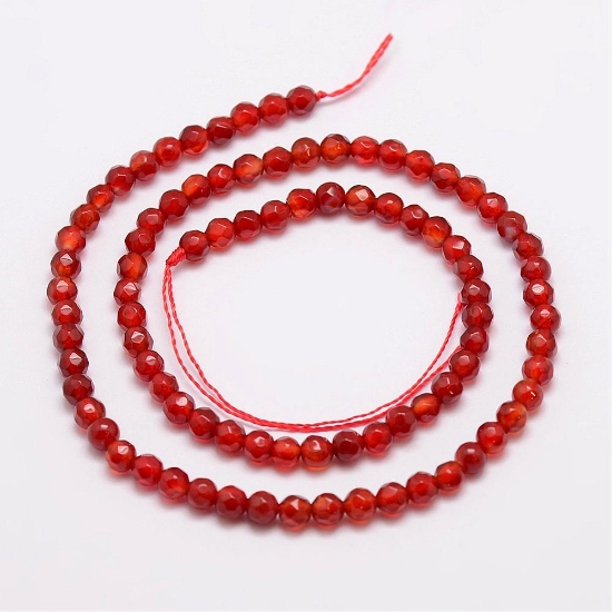 Picture of Agate (dyed) 4mm faceted round Red x35cm
