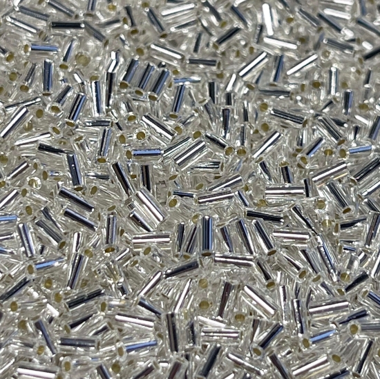 Picture of Miyuki Bugles 6mm BGL2-1 Silver Lined Crystal x10g