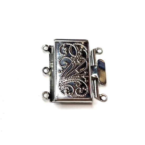 Picture of Push Pull Clasp 24x20mm 3-strand Rhodium Tone x1