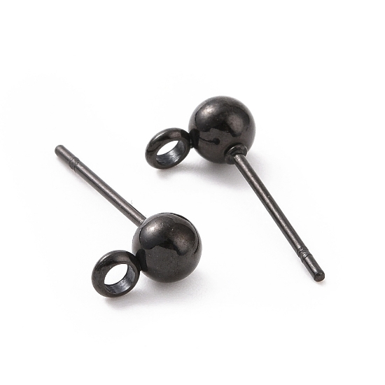 Picture of Stainless Steel Ear Stud ball 6mm w/ loop Black x10