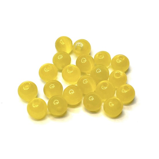 Bild von Cat Eye Glass bead 4mm round Lemon x100