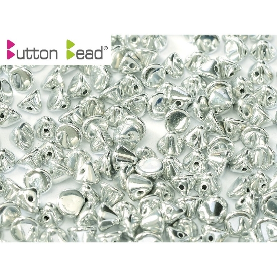 Picture of Button Bead 4mm Crystal Labrador Full Silver x50