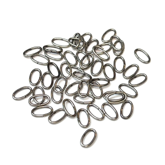 Picture of Jump Ring Oval 5x3mm Antique Silver x20
