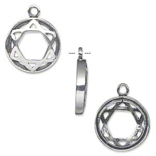 Picture of 925 Silver Pendant Star of David 16mm Antiqued x1