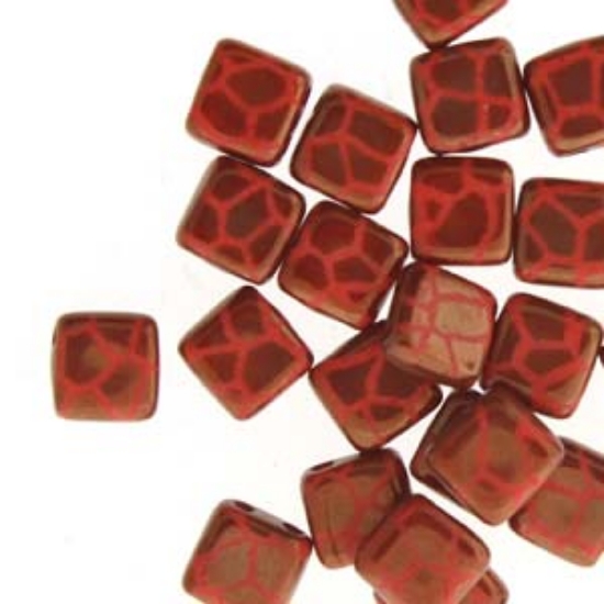 Picture of 2-Holes Tile 5mm Red Laser Bronzed Cracked x30