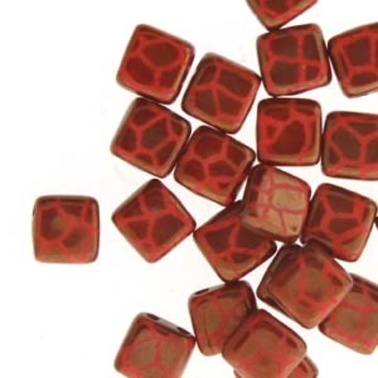 Afbeeldingen van 2-Holes Tile 6mm Red Laser Bronzed Cracked x25