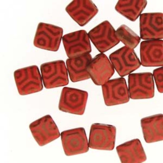 Afbeeldingen van 2-Holes Tile 6mm Red Laser Bronzed Web x25