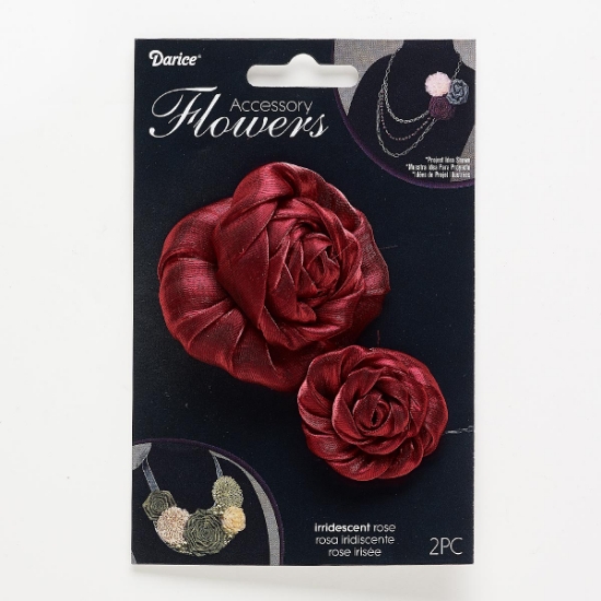 Picture of Satin Sew-on component Rose Iridescent Dark Red  x2