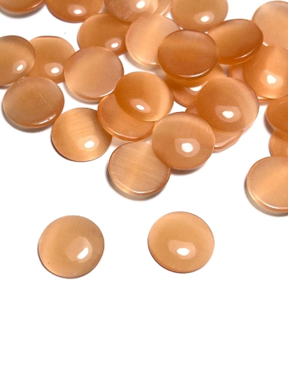 Picture of Cabochon cat's eye glass 16mm round Pastel Orange x4