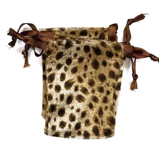 Picture of Velvet Pouch 8,5x6cm Leopard x5