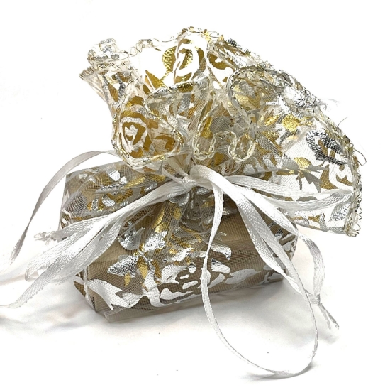 Picture of Organza Pouch Round 26cm Gold/Silver x10 