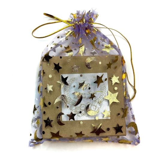 Picture of Organza Pouch 18x13cm Golden Star and Moon - Lila x10