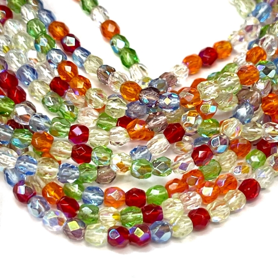 Picture of Fire-Polished 3mm Rainbow Mix x100
