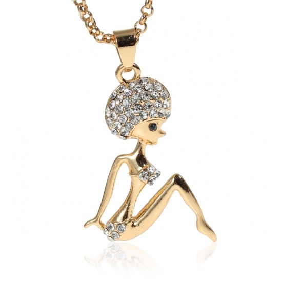 Picture of Necklace  w/ Pendant "Lady" Rose Gold / Gold x42cm 
