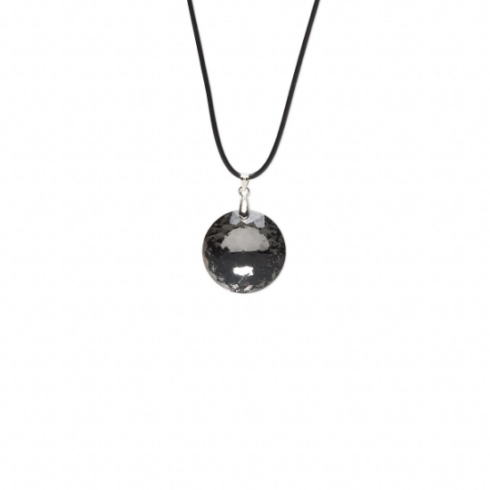 Picture of Necklace Glass Pendant  30x10mm faceted round Smoky Black x1