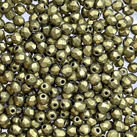 Picture of Fire-Polished 2mm Saturated Metallic Golden Lime x50