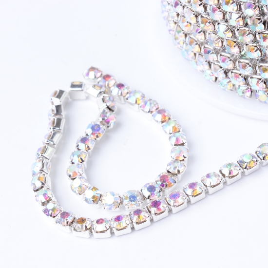 Picture of Strass  Brass Chain 2mm Silver Tone - Crystal AB x1m