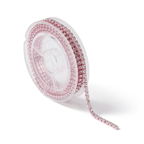 Picture of Strass Brass Chain 2mm Pink - Crystal x130cm