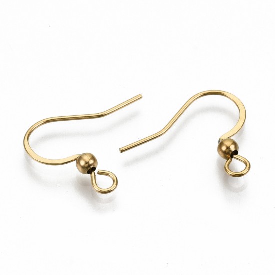 Afbeeldingen van Stainless Steel Earwire Fishhook 18mm w/ open loop 18kt Gold Plated x20