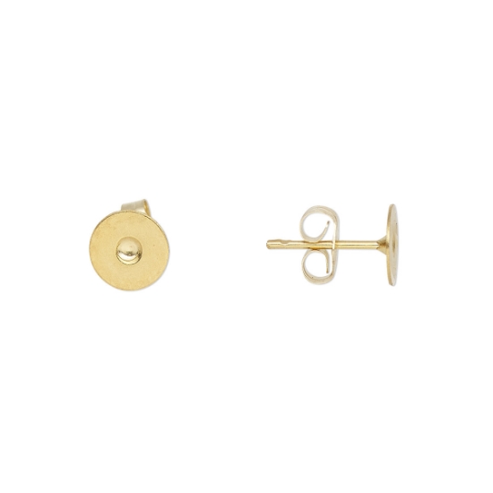 Picture of 14Kt Gold-Filled Ear stud flat pad 8mm round w/ earnuts x2