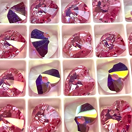 Picture of Swarovski 6228 Xilion Heart Pendant 10mm Rose AB x1