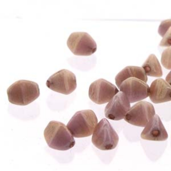 Picture of Pinch Bead 5mm White Red Luster x50