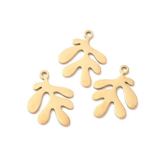 Изображение Stainless Steel Pendant Leafy Branch 18x9x1mm Gold x2