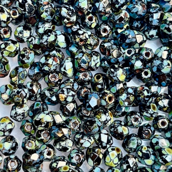 Picture of Fire-Polished 4mm Jet Picasso x100