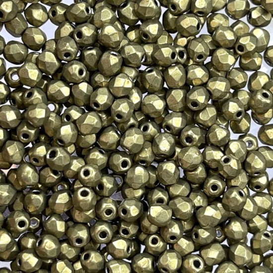 Picture of Fire-Polished 4mm Saturated Metallic Golden Lime x100