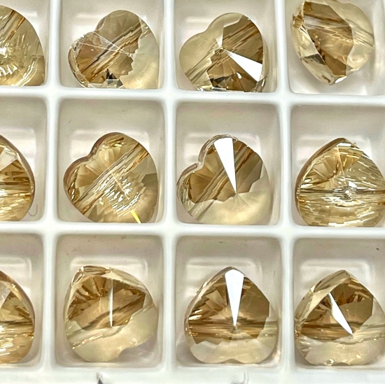 Picture of Swarovski 5742 Heart bead 10mm Crystal Golden Shadow x1