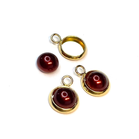 Picture of Stainless Steel Drop setting 6mm round Gold Plated x10