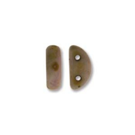 Picture of Half Moon Bead 8x4mm White Mat Travertine Red x50