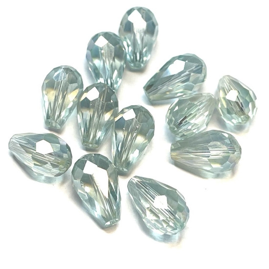 Picture of Faceted Glass Drop 15x10mm Blue Shadow x4