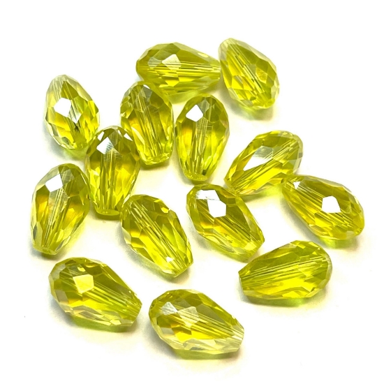 Picture of Faceted Glass Drop 15x10mm Jonquil x4