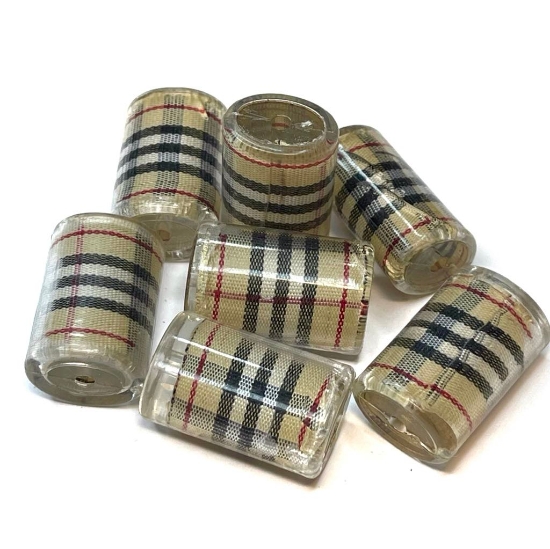 Picture of Resin Bead 28x18mm tube w/ cloth Kakhi x5