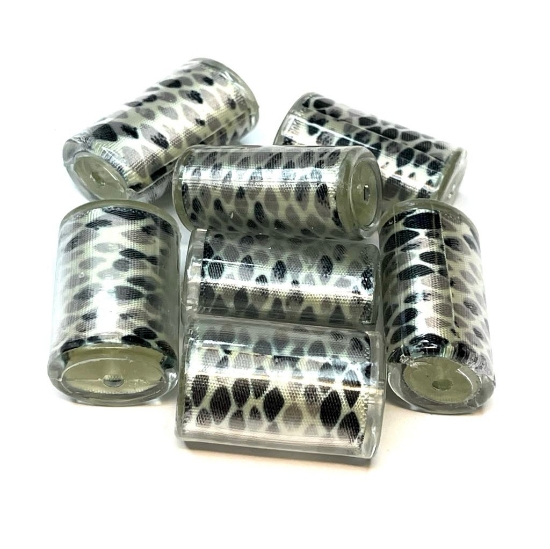 Picture of Resin Bead 28x18mm tube w/ cloth Black White x5