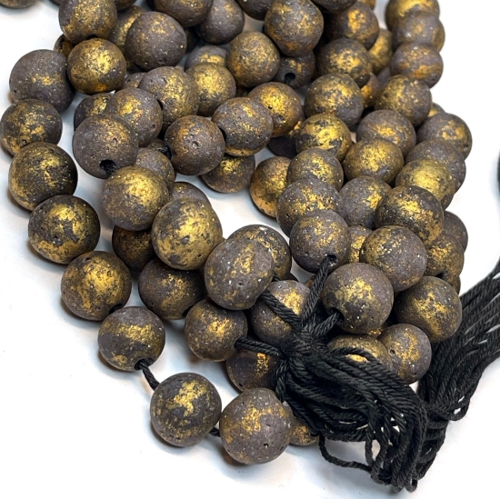 Picture of Vintage Pompei Beads 10mm Choco Gold x25