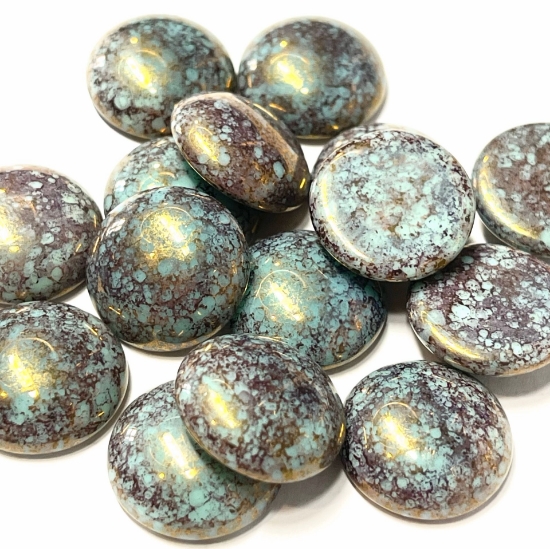 Picture of Cabochons par Puca® 18mm Opaque Aqua Deep Gold x1