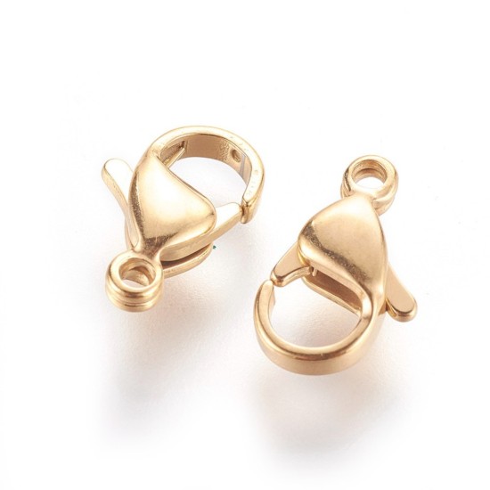 Picture of Stainless Steel Lobster Clasp 12mm 24kt Gold Plated x9