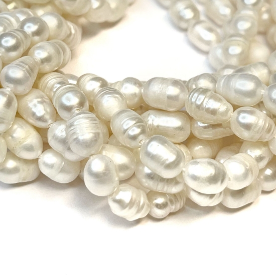 Picture of Pearl Cultured Freshwater Rice 6~7x5~5.5mm Bisque x34cm
