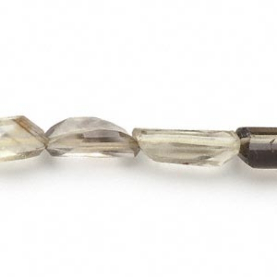 Picture of Lemon Smoky Quartz bead hand-cut faceted flat nugget x18cm