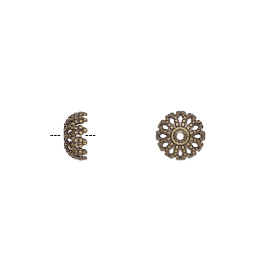 Picture of Bead Cap 8x4mm fancy round Bronze x100